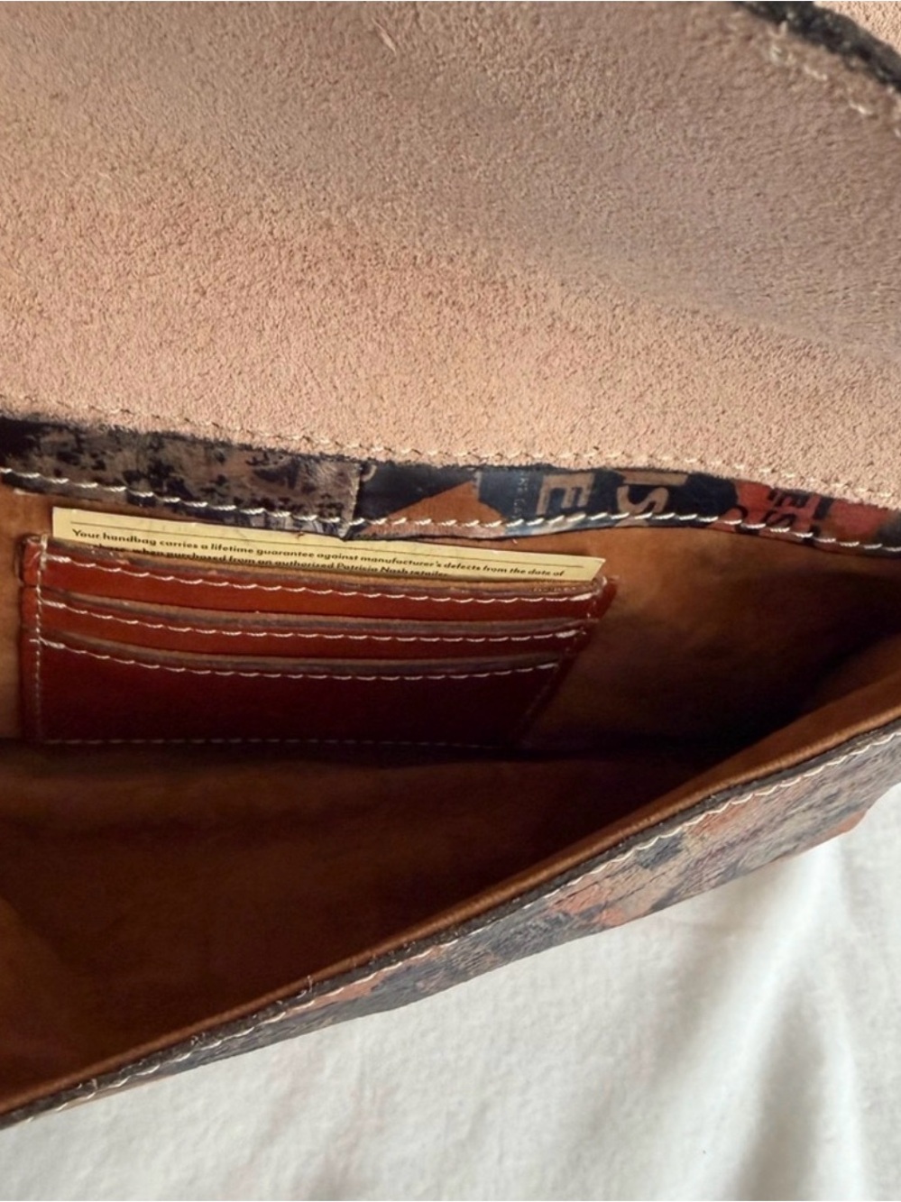 Patricia Nash Vintage Travel Stamp Saddle Bag - Picture 8 of 9